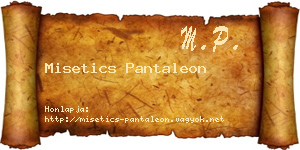 Misetics Pantaleon névjegykártya